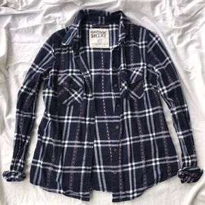 Garage Navy Flannel Shirt